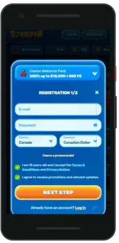 SpinFin mobile lobby