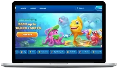 SpinFin casino lobby on a laptop