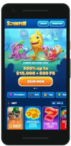 SpinFin app on a smartphone